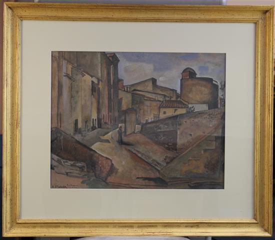 Jean-Rudolphe Strebelle (1916-1989) Le Faubourg de Colliours, 16.5 x 21in.